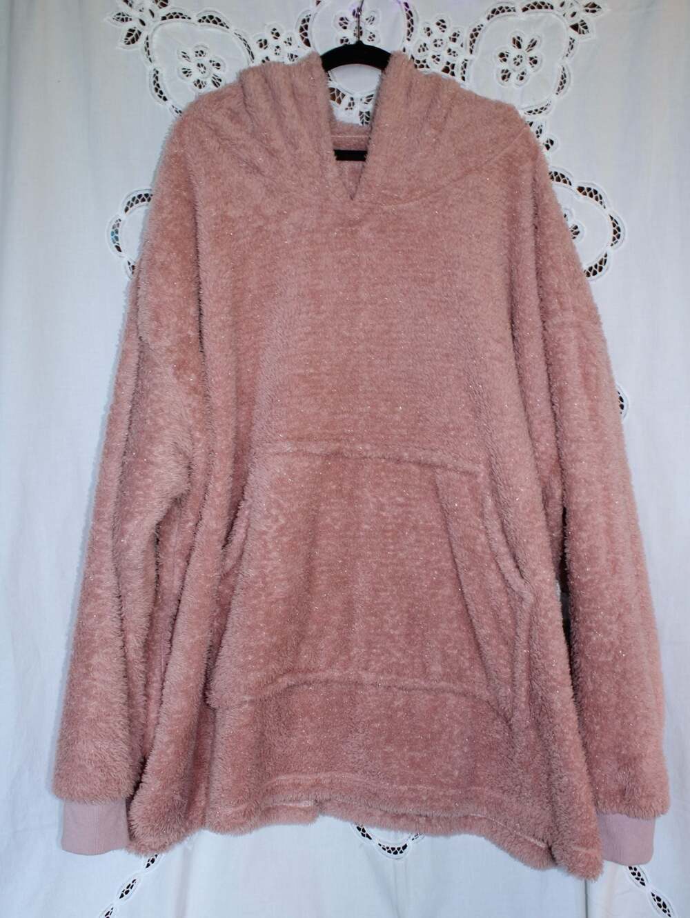 Pink Sherpa Hooded Tunic Pullover